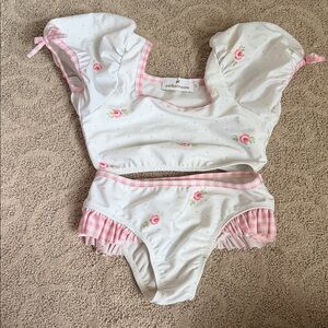 Sailfinetta White and Pink Kids Swim Bikini